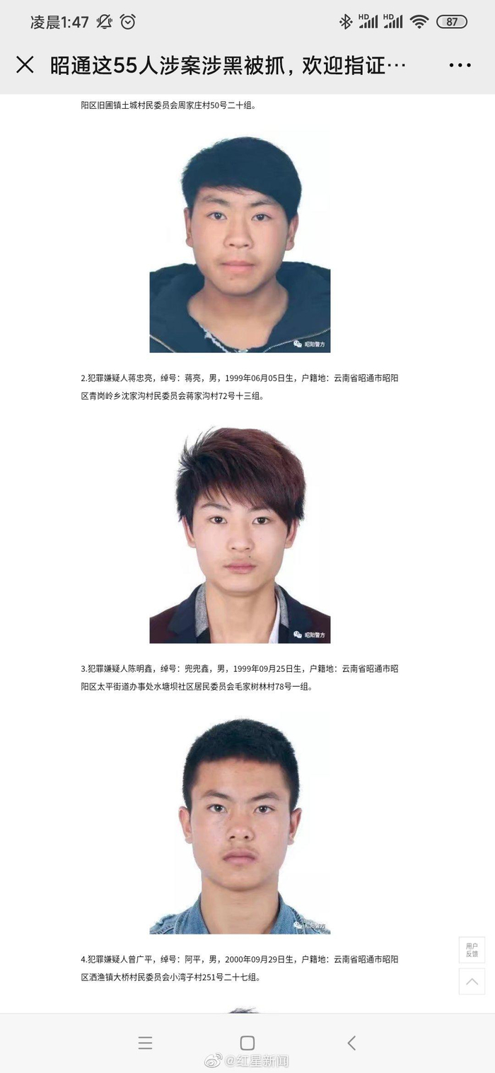 △昭通市公安局昭阳分局的通告中，陈明鑫位列第3位