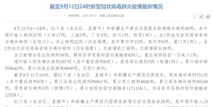 福建新增22例本土确诊 福建新增13例本土无症状_手机新浪网