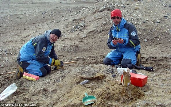 在现场进行发掘工作的科学家们