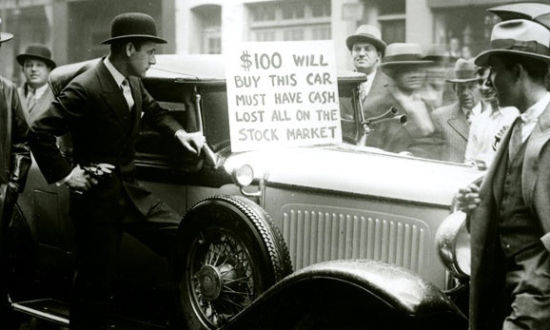1929年美股崩盘后市场流动性枯竭一瞥，在股市上赔光的一位人士100美元卖车，但只要现金。