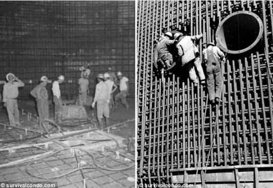 工人们正在建造导弹发射井。他们当时绝不会想到发射井将被改造成末日避难所