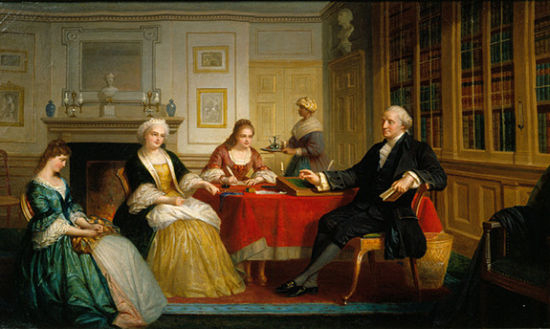 华盛顿与玛莎和美的家庭生活画像