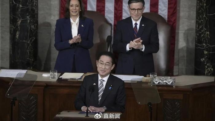 4月11日，日本首相岸田文雄向美国国会参众两院联席会议发表演讲。图源：美联社