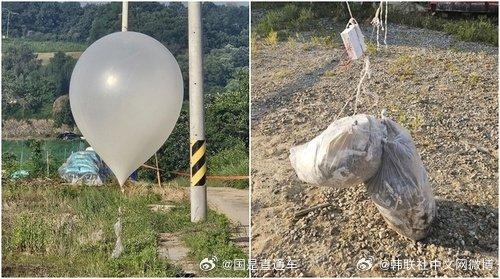 朝鲜称通过气球向韩国投放大量废纸和污物