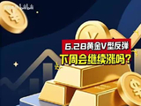 6.28黄金V型反弹，下周会继续涨吗？