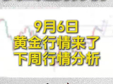9月6日紧急通知，黄金下周要有大行情了