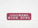 10月6日黄金解析｜美元走强，金价承压