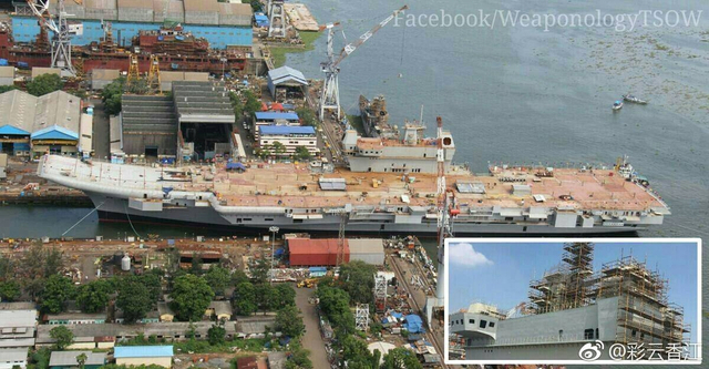 甭想追上中国001A！印度航母第三次下水还这样