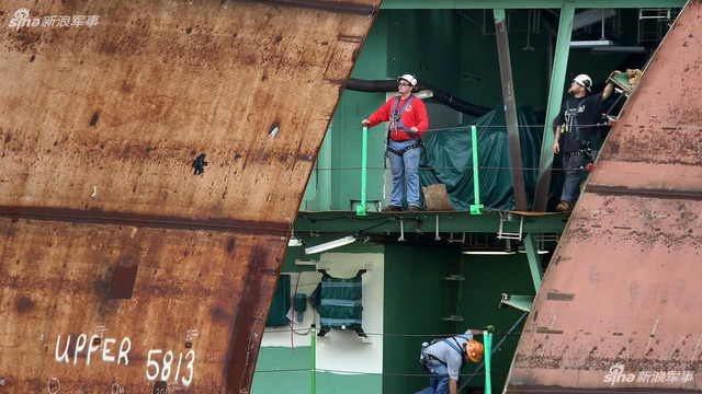 中国航母要抓紧:美军第2艘福特航母舰体完成合拢