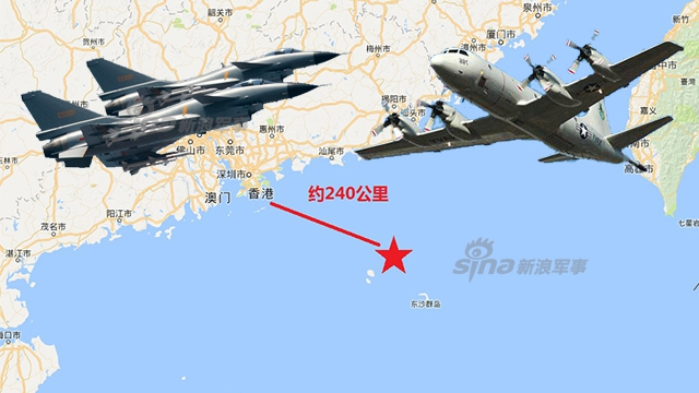 歼10出击！中国两战机在香港东南拦美P3侦察机