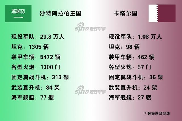 沙特卡塔尔断交:两国军力对比