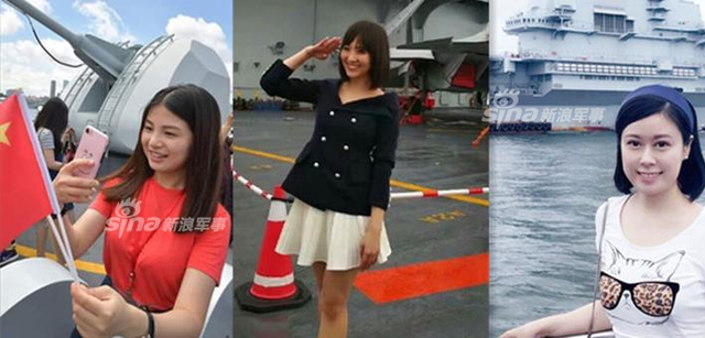 就爱这样的台妹！台湾美女登上辽宁号航母敬礼
