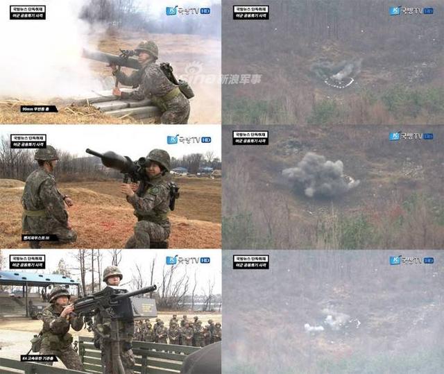韩军女兵各式单兵重武器玩的溜