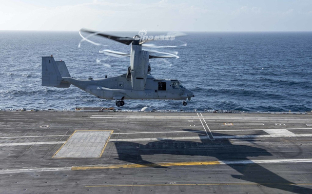 我军何时跟进？美海军倾转旋翼机成功完成航母滑跑起降