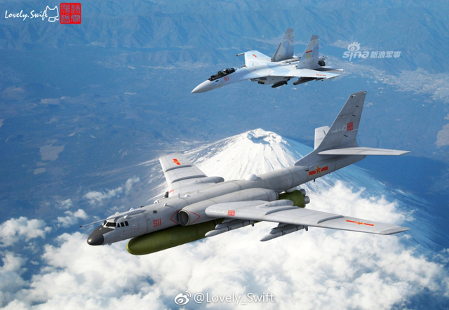 我军轰6轰炸机投射弹道导弹cg