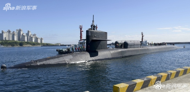 中国海军最危险对手!美军巡航导弹核潜艇抵韩