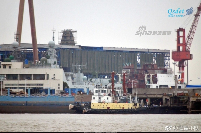 还差啥没装?我055万吨大驱二号舰曝光节后新照