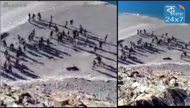 疑中印士兵班公湖互扔石块曝光 印度士兵躺地一个