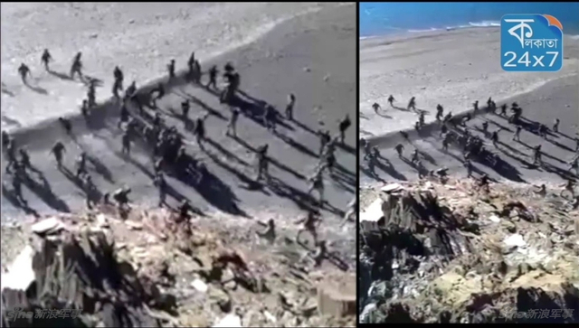 疑中印士兵班公湖互扔石块曝光 印度士兵躺地一个