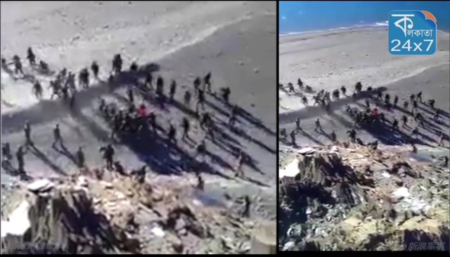 疑中印士兵班公湖互扔石块曝光 印度士兵躺地一个