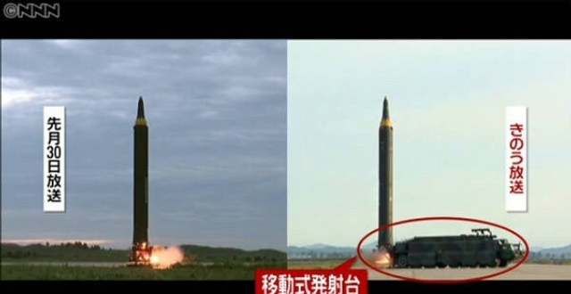 朝鲜公开火星-12视频图片:从移动发射车直接发射