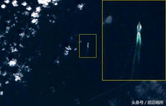 疑似055海试全速前进的卫星图