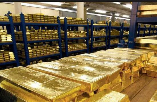图为英格兰银行的金条仓库，全世界有五分之一的黄金储存于此。