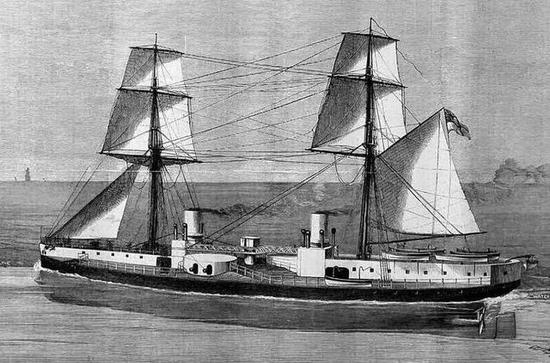 ▲早期铁甲舰，依然需要风帆助力