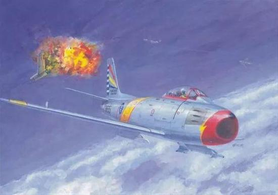 ▲9.24空战绘画注意国军F-86战机上的响尾蛇导弹