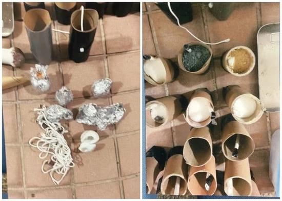 香港警方查获的两类烟雾弹 图自港媒