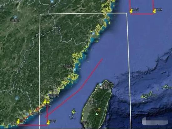 台海中线与两大演习海域的间距