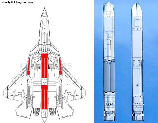 （苏-57的主弹舱可以一次性挂载4枚经过修形的KH-59MK2巡航导弹）