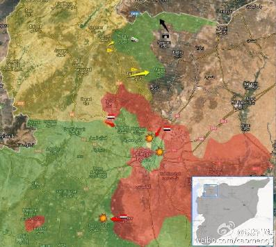 阿勒颇战火重新点燃：政府军（红）库尔德YPG（黄）反对派（绿）