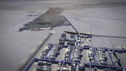 资料图：Novatek预算达200亿美元的诺瓦泰克液化天然气厂的透视图，该厂位于俄罗斯北极沿海，计划于2016年完工。