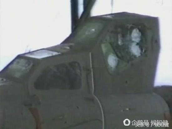 图：米28座舱近距离测试抗12.7毫米枪弹射击能力