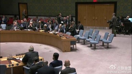 一些国家代表离开了会场/来源：@联合国官方微博