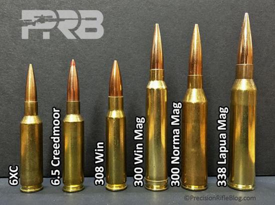 图：左三是美军现在用的7.62毫米机枪弹规格，右二是LWMMG机枪用的8.6毫米NM弹，大小差异一目了然