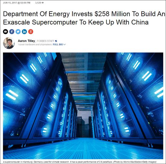 　　美国能源部已拨款2.58亿美元，欲帮助美国超算走出低谷