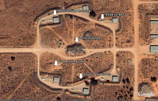 S-200远程防空导弹的阵地卫星照片。