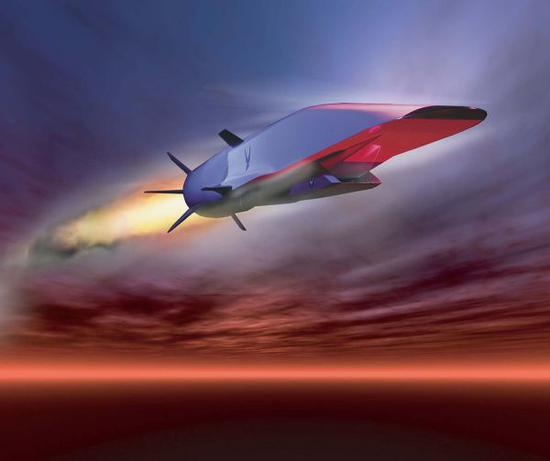 资料图片：美空军X-51A“乘波者”高超音速测试飞行器飞行效果CG图。（图片来源于网络）