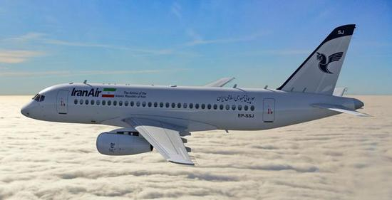 图为伊朗航空涂装的SSJ-100R客机想象图。
