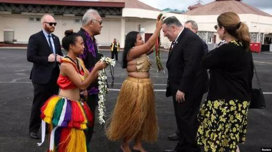 ▲8月5日，美国国务卿蓬佩奥访问密克罗尼西亚。（路透社）