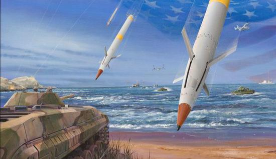 （美国海军设想的使用LRLAP对敌方海岸线进行精确打击）