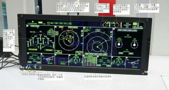 中国军工单位展出的歼-16战机座舱显示屏。
