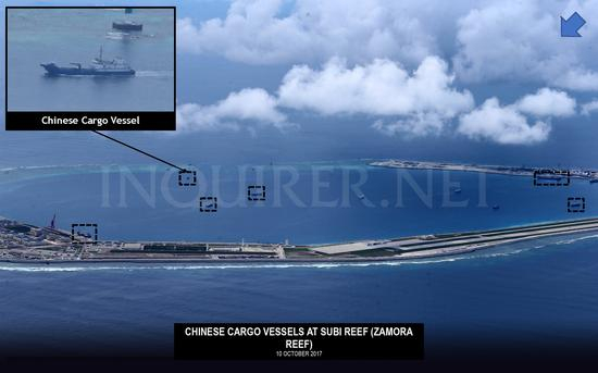 图7：渚碧礁潟湖内还有多艘船只，摄于2017年10月10日。