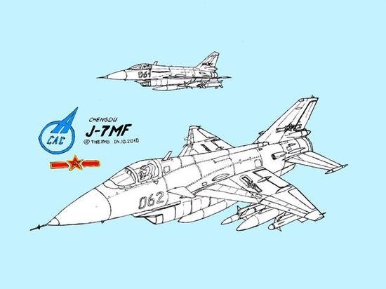 图片：军迷画的歼-7MF战斗机。