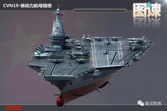 网友绘制的国产核动力航母想象图（图片来源于：网络）