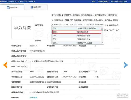 图自国家知识产权局商标局网站