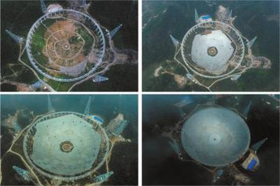 拼装第一块反射面板（2015年8月2日摄）