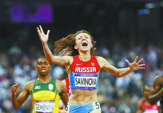 在2012年伦敦奥运会上获女子800米冠军的俄运动员萨维诺娃去年因服用兴奋剂被国际田联禁赛。